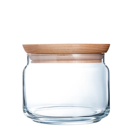 Vorratsdose PURE JAR WOOD Glas 0,5 ltr mit Deckel Ø 104 mm H 92 mm Produktbild