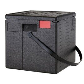 Pizzabox EPPZ35330RST schwarz  • isoliert | Tragriemen rot  | 410 mm  x 410 mm  H 404 mm Produktbild