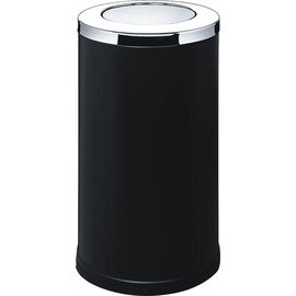 B-WARE | Mülleimer mit Schwingdeckel - Extra groß -, verzinkter Einsatz, Farbe: schwarz, pulverbeschichtet, Maße: Ø 38 cm, Höhe: 73 cm Produktbild