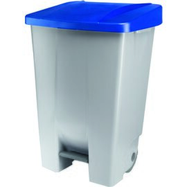 Tretabfallbehälter Kunststoff 120 ltr blau grau Produktbild