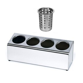 Besteckbehälter gelocht 4 Fächer mit Köchern  Ø 100 mm  L 495 mm  H 180 mm Produktbild