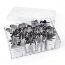 Ausstechformen Set 20-teilig mit Dose  • Blume  • Stern  • Kleeblatt  • diverse  • Blatt  | Edelstahl  H 40 mm Produktbild