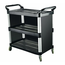 Servierwagen schwarz 3 Seiten geschlossen  | 3 Borde  L 960 mm  B 500 mm  H 1020 mm Produktbild