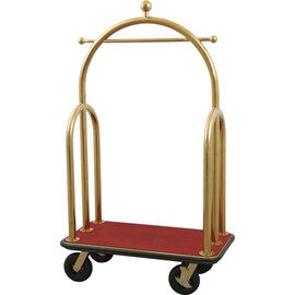 Gepäckwagen Edelstahl goldfarben bordaux | Rollen-Ø 200 mm  H 1900 mm | abgerundete Form Produktbild