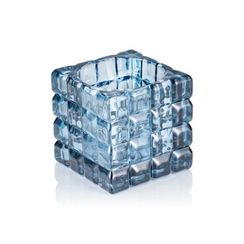 Teelichthalter Cube Steel Blue Glas 90 mm x 90 mm H 90 mm Produktbild