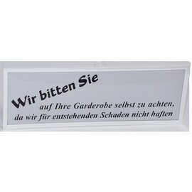 Hinweisschild • Auf Garderobe selbst achten rechteckig 585 x 120 mm Produktbild