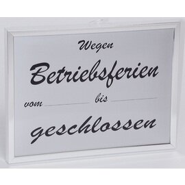 Hinweisschild Aufhängung • Betriebsferien • geschlossen rechteckig 240 mm x 180 mm Produktbild