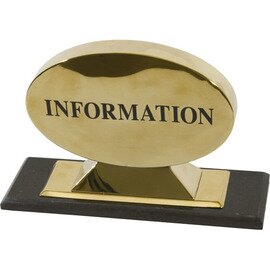 Info Schild  "Information", Farbe: titanium gold, beidseitig beschriftet, hochwertige Ausführung, schwerer Marmorfuß, Schild  24 x 17 cm, Fuß  31 x 10 cm Produktbild