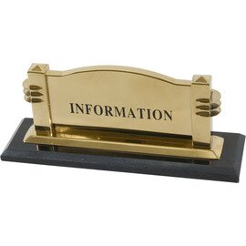 Info Schild  "Information", Farbe: titanium gold, beidseitig beschriftet, hochwertige Ausführung, schwerer Marmorfuß, Schild  28 x 12 cm, Fuß  34 x 10 cm Produktbild