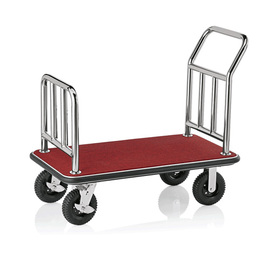 Gepäckwagen Edelstahl rot silberfarben | Rollen-Ø 150 mm H 980 mm Produktbild