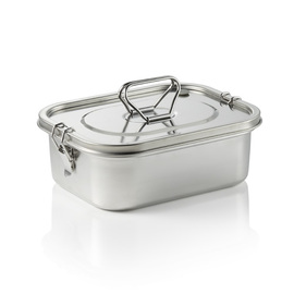 Lunchbox Edelstahl | 3 Fächer | 227 mm x 180 mm H 83 mm Produktbild 1 S