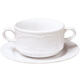 RESTPOSTEN | Suppen-Untertasse BAVARIA Porzellan weiß mit Relief Ø 150 mm Produktbild