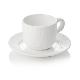 Kaffeetasse mit Untertasse MAYA SHIRO | Porzellan weiß | 240 ml Ø 85 mm H 70 mm Produktbild