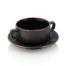 Suppentasse mit Untertasse MAYA KURO | Porzellan schwarz | 250 ml Ø 105 mm H 55 mm Produktbild