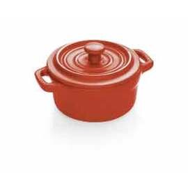 Kokotte Steinzeug mit Deckel rot  Ø 100 mm  H 50 mm  | 2 Griffe Produktbild