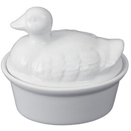 Restposten | Pastetenform Ente mit Deckel Porzellan weiß oval 200 ml  L 125 mm  B 95 mm Produktbild