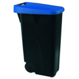 Abfallbehälter 110 ltr Kunststoff schwarz Deckelfarbe blau  L 420 mm  B 570 mm  H 870 mm Produktbild