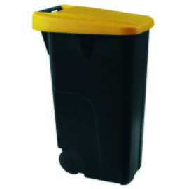 Abfallbehälter 85 ltr Kunststoff gelb schwarz Deckelfarbe gelb  L 420 mm  B 570 mm  H 760 mm Produktbild 0 L