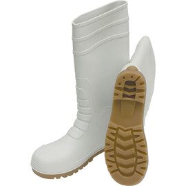 PVC Stiefel, Größe: 41,  weiß, mit Stahlkappe, Wasser-, und Ölfest, beständig gegen milde Säuren und Laugen, Anti-Slip Sohle Produktbild