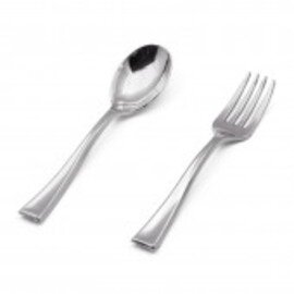Tafelgabel Polystyrol metallfarben mini  L 100 mm | Einweg | 50 Stück Produktbild