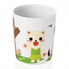 Restposten | Kinderbecher 150 ml Melamin mehrfarbig mit bunten Tiermotiven Ø 60 mm  H 75 mm Produktbild