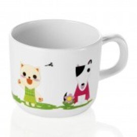 Kindertasse 220 ml Melamin mehrfarbig mit bunten Tiermotiven Ø 75 mm  H 65 mm Produktbild