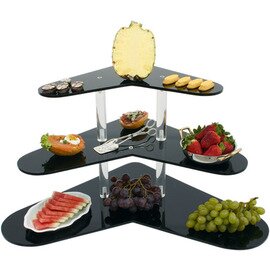 Etagere, Acryl, V-Form, schwarz, Breite: 76/64/50 cm, Tiefe: 52/42/32 cm, H 40 cm, Zwischenraum 19 cm Produktbild