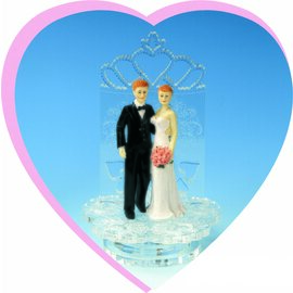 Hochzeitspaar, Acryl/Resin, "Krone-Herz", H 22 cm, schwere Ausführung, passend zu Etagere für Hochzeitspaar Produktbild