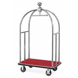 Gepäckwagen Edelstahl rot silberfarben | Rollen-Ø 150 mm H 1860 mm Produktbild