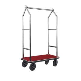 Gepäckwagen Voyager Edelstahl | silberfarben | roter Teppich | Länge (Breite) 1120 mm x 650 mm H 1900 mm Produktbild