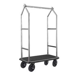 Gepäckwagen Voyager Edelstahl | silberfarben | schwarzer Teppich | Länge (Breite) 1120 mm x 650 mm H 1900 mm Produktbild
