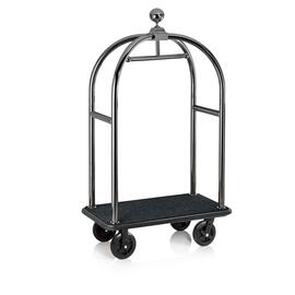Gepäckwagen Drift Edelstahl | gun metal | schwarzer Teppich | 1120 mm x 600 mm H 1900 mm Produktbild