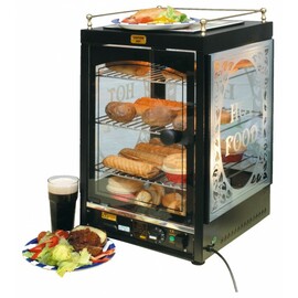 Warmhaltevitrine Queen schwarz Beleuchtung 800 Watt 230 Volt  L 430 mm  B 430 mm  H 700 mm Produktbild