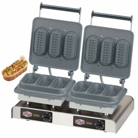 Waffeleisen eco Baguette-Waffel II antihaftbeschichtet  | Waffelgröße 75 x 165 x H 35 mm (6x)  | 4400 Watt 400 Volt Produktbild