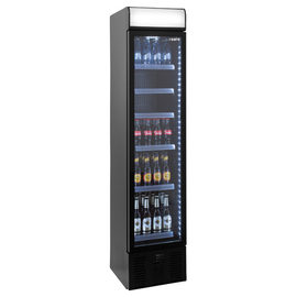 Getränkekühlschrank DK 134 PRO schwarz mit Werbetafel | Statische Kühlung Produktbild