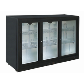 Barkühlschrank BC 320SD schwarz mit 3 Glas-Schiebetüren | Umluftkühlung | 1350 mm x 520 mm H 850 mm Produktbild