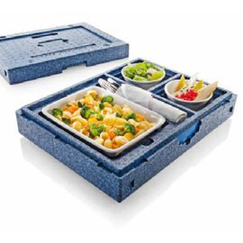 Thermobox Dinner Champion II schwarz | Besteckfach  | 430 mm  x 325 mm  H 115 mm Produktbild