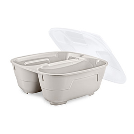 Menüschalenset GOODBOWL Twin Mehrweg PP beige | 2 Fächer | 5 Schalen | 5 Deckel Produktbild