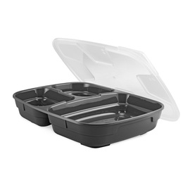 Menüschalenset GOODBOWL Trio Mehrweg PP anthrazit | 3 Fächer 1020 ml | 5 Schalen | 5 Deckel Produktbild