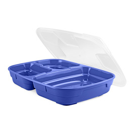 Menüschalenset GOODBOWL Trio Mehrweg PP blau | 3 Fächer 1020 ml | 5 Schalen | 5 Deckel Produktbild