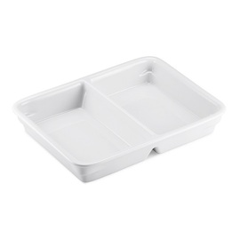 Menüschale Porzellan rechteckig weiß | 2 Fächer | 235 mm x 175 mm H 40 mm Produktbild