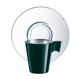 Obertasse 80 ml Hartglas klar transparent mit Henkel mit Untertasse Produktbild