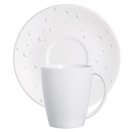 Kaffeebecher WATER PEARL mit Henkel 200 ml Porzellan cremeweiß mit Relief mit Untertasse  H 77 mm Produktbild