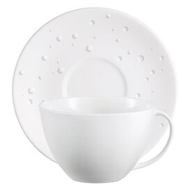 Obertasse WATER PEARL mit Henkel 450 ml Porzellan cremeweiß mit Untertasse  H 75 mm Produktbild