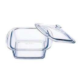 Casserole quadratisch mit Deckel,"Cook & Serve", aus Borosilikat Glas, 25 cl, Ø o. Rand 110 mm, Ø m. Rand 130 mm, H 75 mm, 480 gr., backofengeeignet bis 300 °C Produktbild