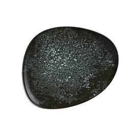 Teller flach ENVISIO COSMOS BLACK Vago Porzellan schwarz oval asymmetrisch | 240 mm x 198 mm Produktbild