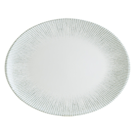 Platte ENVISIO IRIS Moove Porzellan weiß | blau Randrillen oval | 310 mm x 240 mm Produktbild