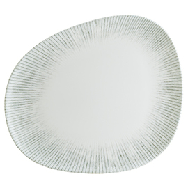 Teller flach ENVISIO IRIS Vago Porzellan weiß | blau Randrillen oval asymmetrisch | 330 mm x 275 mm Produktbild