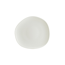 Teller flach ENVISIO IRIS WHITE Vago Porzellan weiß Randrillen oval asymmetrisch | 150 mm x 95 mm Produktbild