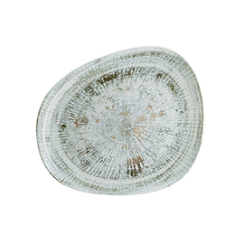 Teller flach ENVISIO ODETTE OLIVE Vago Porzellan oval asymmetrisch | 190 mm x 153 mm Produktbild